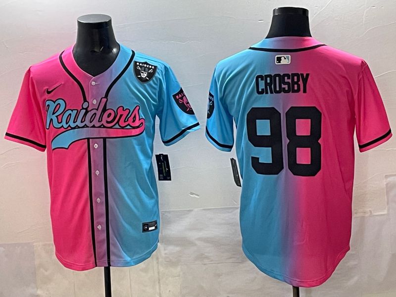 Men 2025 Oakland Raiders #98 Crosby Blue pink Nike Limited NFL Jersey style 005->oakland raiders->NFL Jersey